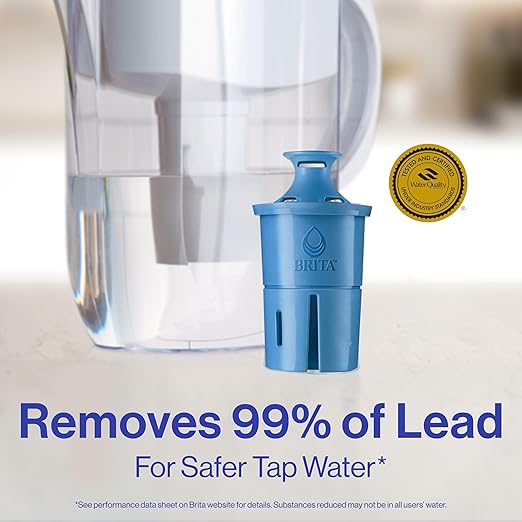 Brita Everyday Elite Water Filter Pitcher, Removes 99% of Lead, Includes 1 Filter, 10-Cup Capacity, Blue