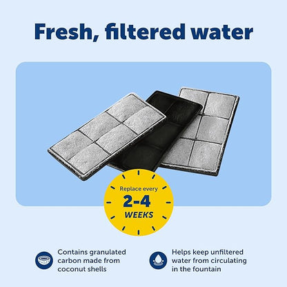 PetSafe Drinkwell Premium Replacement Carbon Filters - Improves Water Taste - Activated Carbon from Coconut Shells - Compatible with Multi-Tier, Platinum, Zen Fountains - 3-Pack