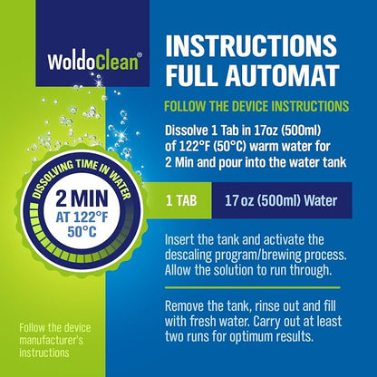 WoldoClean 2in1 Descaler Tablets for Coffee Maschine and Coffee Maker - compatible with Keurig, Nespresso, Delonghi, Miele, Coffee Maker Pot