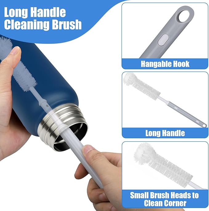 XANGNIER 4 PCS Water Bottle Cleaner Brush Kit for Hydroflask,Wide Straw Lid Brushes,Multifunctional Bottle Brush and Long Handle Scrubbing Bottles Brush for Hydro Flask 16/24/32/40 oz Cups Accessories
