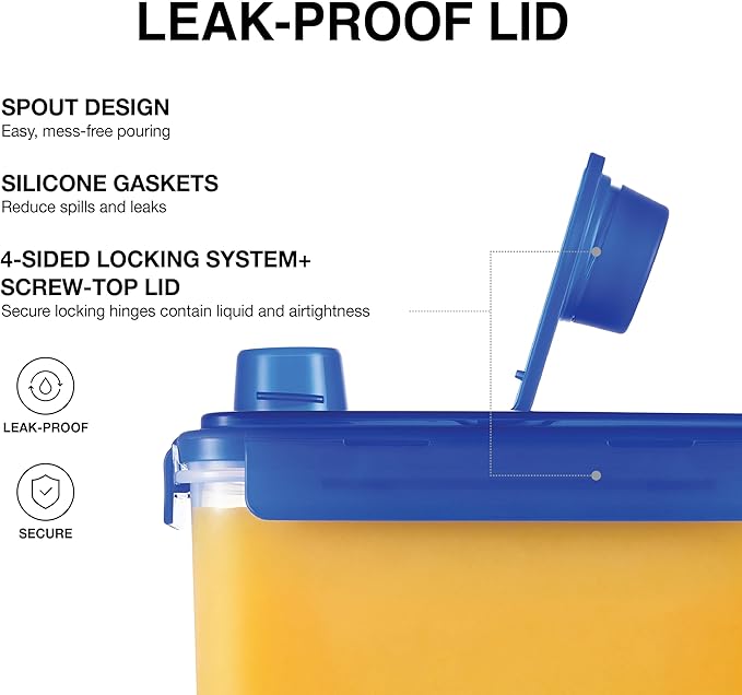 LocknLock Aqua Fridge Door Water Jug | Clear Pitcher | BPA Free Plastic Pitcher with Lid | 1 Gallon Pitcher with Lid for Water, Juice, Tea & More Beverages, Blue