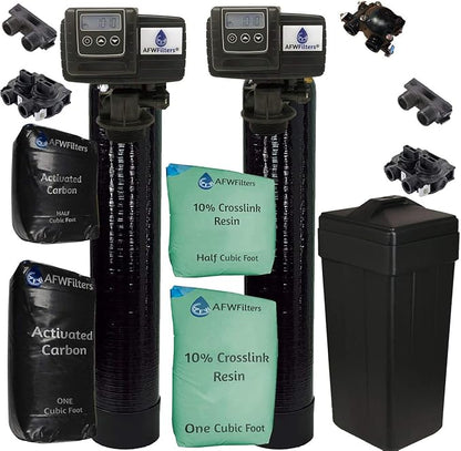 Combo Package Fleck 5600SXT 48,000 Grain Water Softener and Backwashing Carbon Filter