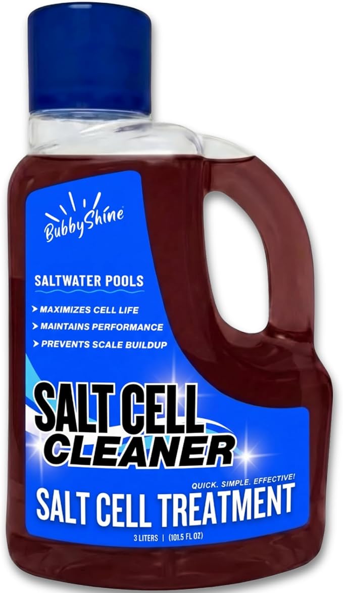 Salt Cell Cleaner for Pool, Pool Salt Cell Cleaner for Saltwater Pools, Salt Generator Cell Cleaner Solution, Helps Reduce Scale Buildup, 3 L (101.5 fl oz) - BubbyShine
