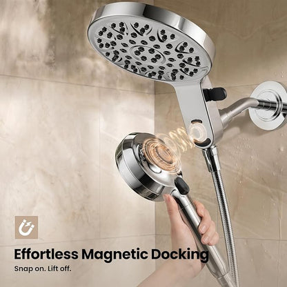 JOMOO Shower Head with Handheld Spray Combo, 7 Spray Settings Magnetic Showerhead with Filters for Hard Water, Magnetic Docking System, 71 inch Shower Hose, Chrome