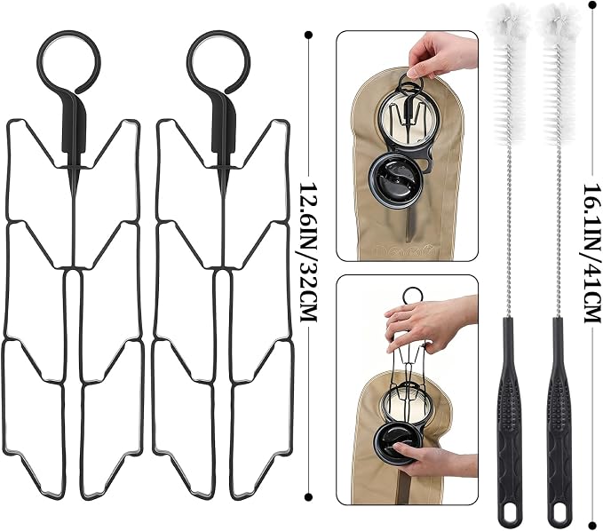 Patelai 8 in 1 Hydration Bladder Cleaning Kit Includes 3 Different Brushes and Drying Collapsible Bladder Frame, Water Reservoir Backpack Cleaning Kit