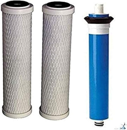Compatible with FX12M and FX12P, Water Filter Replacement Cartridge Compatible GE RO Set GXRM10RBL GXRM10G Reverse Osmosis Systems, 2x Carbon Filters, 1x 50GPD RO Membrane Filter