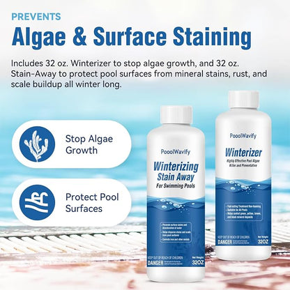 Pool Closing Kit for Above & In-Ground Pools – Winterizing Chemicals for Clean, Clear Water, Prevents Pool Algae Growth-Up to 15,000 Gallons