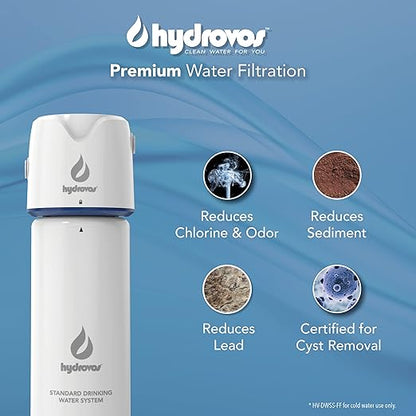 Hydrovos DWSS Under Sink Water Filter System, NSF 42 & 53 Certified Removes Microplastics, Reduces Cysts, Chlorine, Under Counter Water Filtration System for Kitchen, Bathroom, RV