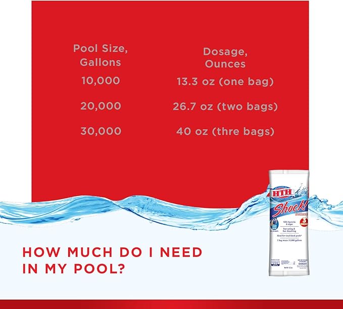 HTH 52017 Shock Treatment Swimming Pool Chlorine Cleaner, 13.3 oz, Regular