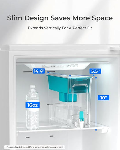 Waterdrop WFD-40B Water Filter Dispenser, 35-Cup Capacity, Turquoise | 200-Gallon Long-Life Water Filter Pitcher, Large Capacity, Reduces Chlorine, PFOA/PFOS and More, BPA Free