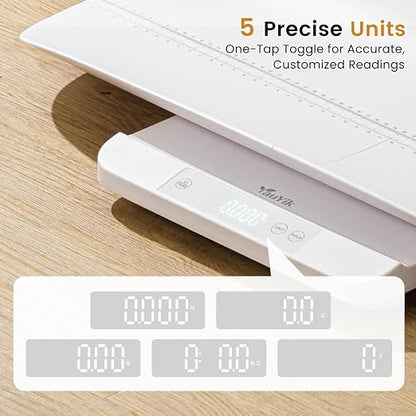 YauYik Baby Scale, Smart Accurate Digital Scale with App for Tracking Growth of Baby, Infant, Puppy,and Cat, Pet Scale Up to 330lbs, with Hold Function, 27-inch Height Measurement, 5 Units, LED Screen
