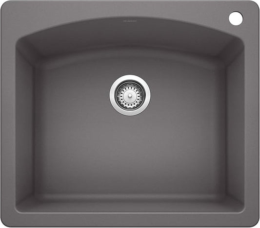 BLANCO, Cinder 441463 DIAMOND SILGRANIT Drop-In or Undermount Kitchen Sink, 25" X 22"