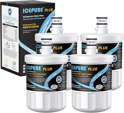 ICEPURE PLUS NSF53&42 Premium 5231JA2002A Refrigerator Water Filter Replacement for LG LT500P, ADQ72910911, ADQ72910901 ADQ72910907, GEN11042FR-08, Kenmore 9890, 469890, LFX25973D, LFX25974ST, 4PACK