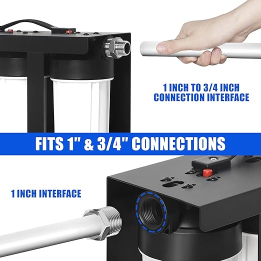 RV Water Filter System, 3-Stage 0.01 Micron Ultrafiltration Water Filtration System, High Capacity, Filters Out Sediments, Chlorine, Vocs, Heavy Metals, Odors