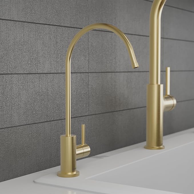 Karran Kestrel Single-Handle Filtered Water Faucet in Bronze 100% Lead-Free Brass, RO/Filtration System Ready, 360° High-Arc Spout, Spot-Free Finish Beverage Faucet (Spot Free Champagne Bronze)