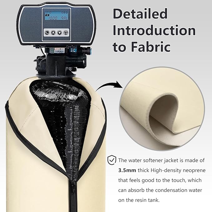 Bitubi Water Softener Neoprene Sweat Jacket, Outdoor Water Softener and Filter Tank Cover to Prevent Sweating, Water Softener Insulated Cover (12x52, Beige)