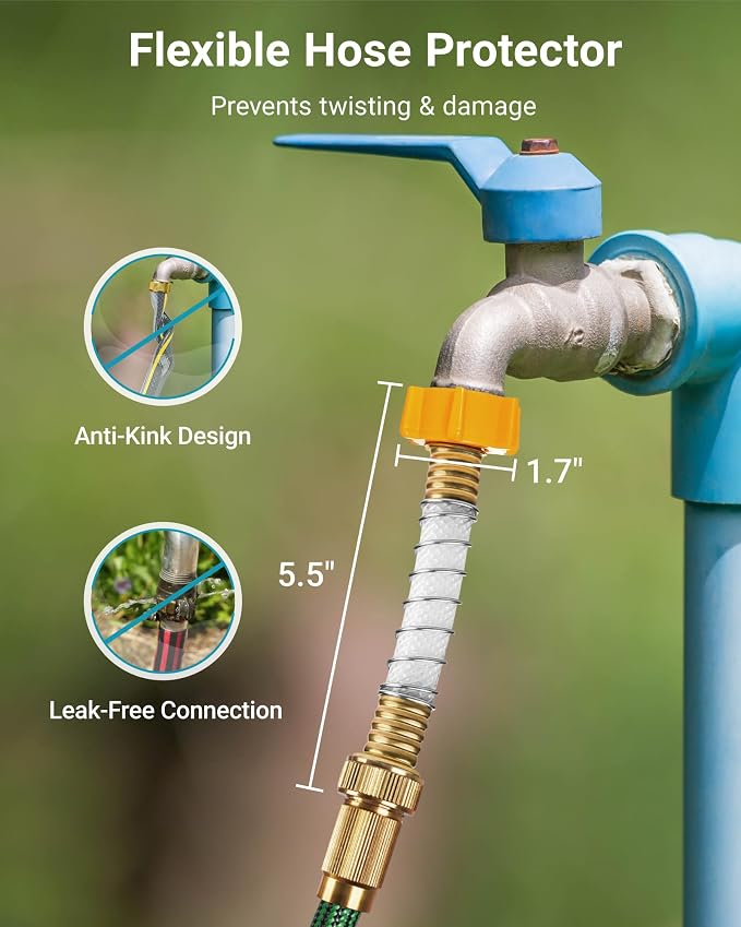 AQUA CREST Garden Hose Water Filter for Plants, NSF/ANSI Certified | Reduces Chlorine, Odor, Improves Plant Health, Suitable for Gardening and Farming, with 2 Flexible Hose Protectors, 6 Pack