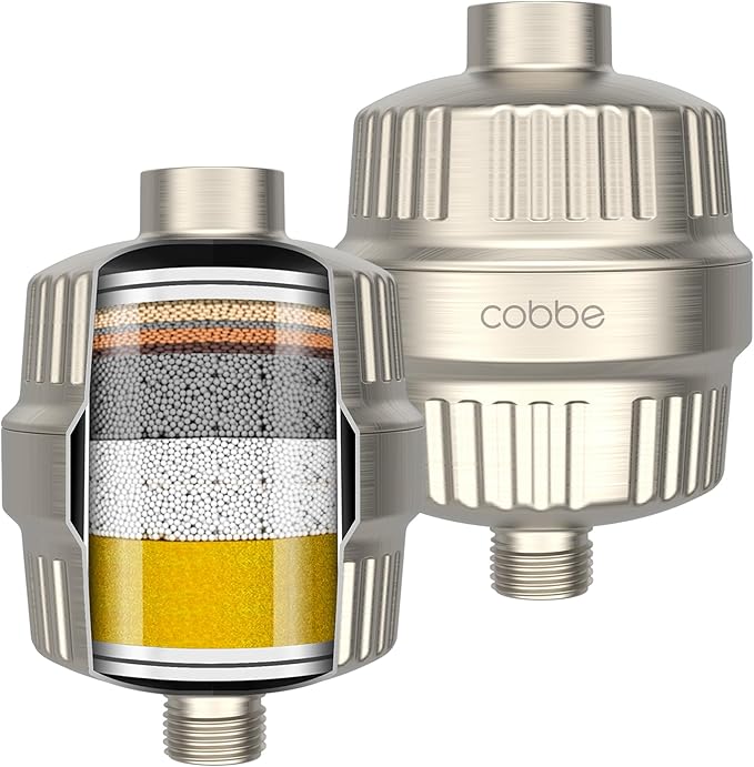 Cobbe HD HEAVY DUTY High Output Shower Filter 2 Pack – 99% REMOVAL Shower Head Filter for Hard Water, Heavy Metals, Chlorine and Harmful Substance, Improve your skin and hair - Brushed Nickel