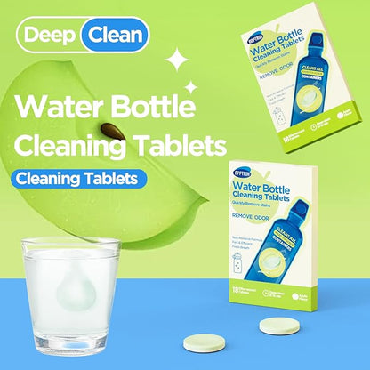 Water Bottle Cleaning Tablets, 18 Pack Bottle Clean Tablet Hydration Bladder Cleansing Tablets for Hydration Bladder, Water Bottle, Individually Packed, Apple Flavor