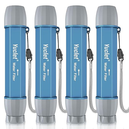 Yuclet 4 Pack Water Filter Straw, Portable Personal Water Filtration System, Water Purifier Survival, Emergency Preparedness for Camping Hiking Drinking Travel Hunting and Family Outing