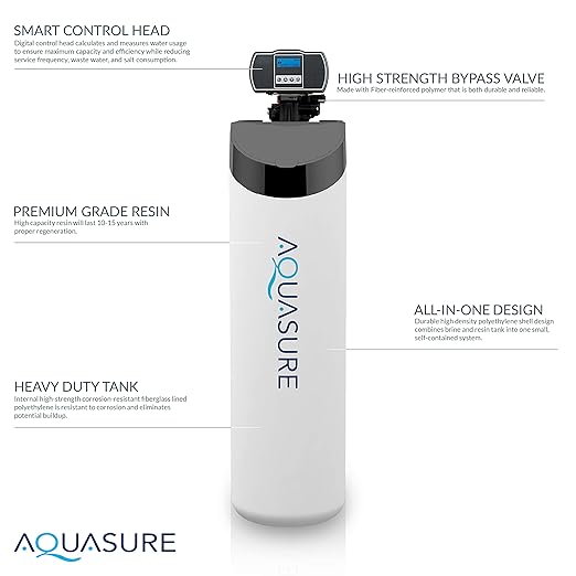 Aquasure Harmony Lite All-in-One 34,000 Grains Whole House Water Softener with Pleated Sediment Pre-Filter System (Pre-Filter + Fine Mesh Resin)