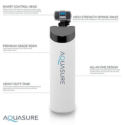 Aquasure Harmony Lite All-in-One 34,000 Grains Whole House Water Softener with Pleated Sediment Pre-Filter System (Pre-Filter + Fine Mesh Resin)