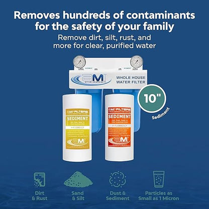 Applied Membranes Inc. 2-Stage Whole-House Water Filter System, 1-Micron and 5-Micron 4.5-Inch by 10 Fine-Sediment Filter Cartridges