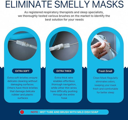 CPAP Cleaning Kit Hose and Mask for CPAP Hanger Dryer with 6.9 ft Thick Wire Brush, Collapsible Wash Basin, Compatible with 22mm and 15mm Hose, Extra Soft Bristles Cleaner CPAP Supplies