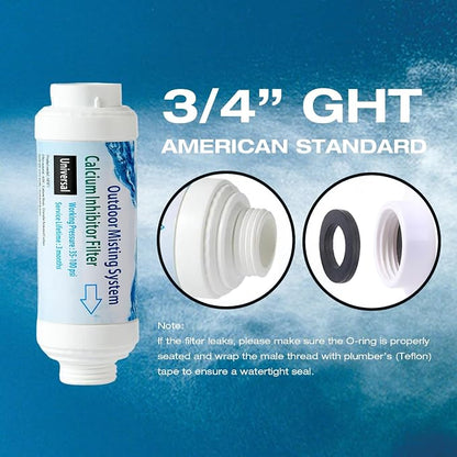 H&G lifestyles Misting System Calcium Inhibitor Filter for Patio Misters | Inline Water Filter Effectively Reduce Hard Water Spots, Soften Water, Upgraded Formula