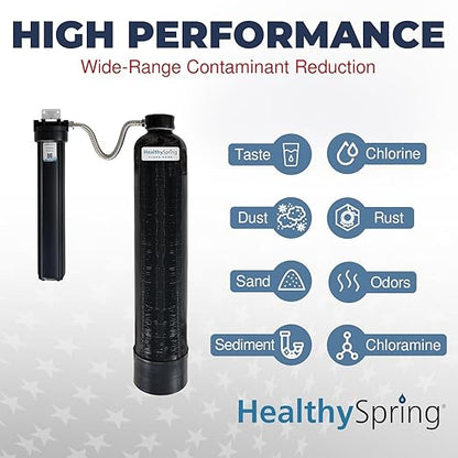 Clean Home Whole House Water Filter System – High-Capacity Carbon Filter for Chlorine & Chloramine Reduction, Up to 600,000 Gallons, Includes Pre-Filter Kit and Replacement Filter