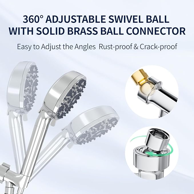 7-Setting Shower Head with Handheld, High Pressure 4.9 Inch Chrome Plated Showerhead, Filtered Shower Head for Hard Water to Remove Chlorine, Relieve Dry Itchy Skin, Healthy Soft Water Shower System