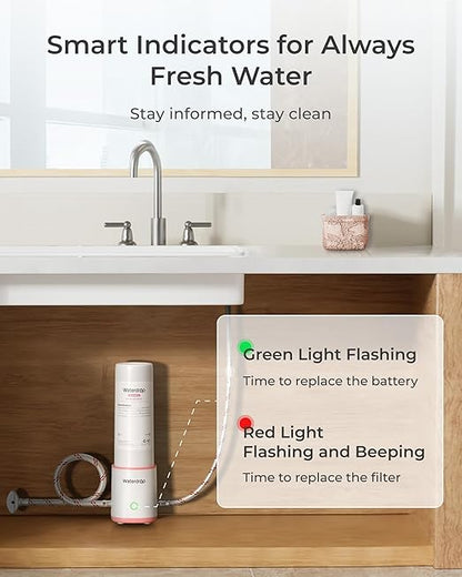 Waterdrop BFU3 Bathroom Sink Filter for Skincare, No Drilling Required, Time Reminder, Reduces Chlorine & Scale in Water, Reduces Skin Redness and Irritation, for Cold Water Supply Only