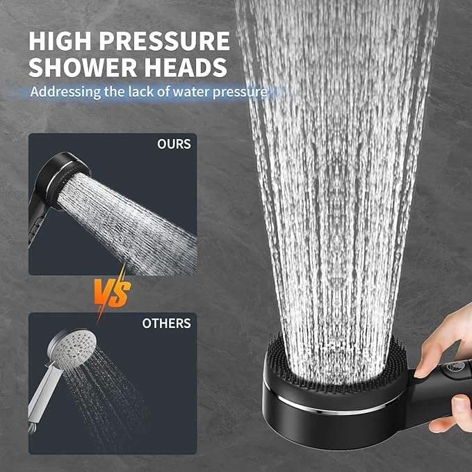 Filtered Shower Head with Handheld, High Pressure 3 Spray Showerhead with Filters & Upgraded Anti-clog Nozzles for Hard Water -Remove Chlorine, Reduce Dry Itchy Skin -ON/OFF Switch for Pet Bath，Black