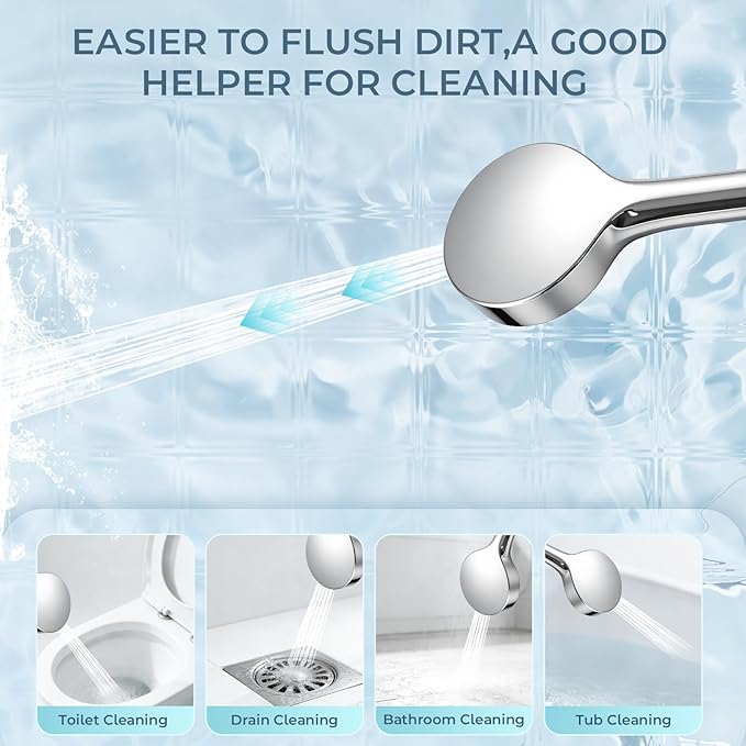 Filtered High Pressure 7-Function Shower Head with Handheld – 5.24" Spray Nozzles, 59" Stainless Steel Hose & Adjustable Shower Holder for Full Body Coverage Chrome
