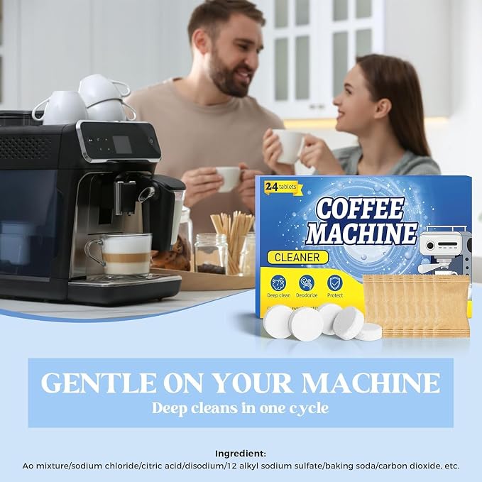 24 Coffee Maker Cleaner Descaler Tablets for Coffee Pot & Coffe Machine | Compatible With Keurig, Nespresso, Ninja, Philips, Miele, Breville, DeLonghi, Espresso & Drip Machines