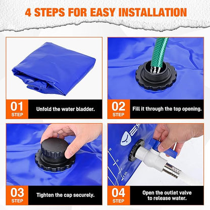 Yesker Portable Water Storage Bladder 63 Gallon – Heavy-Duty 1000D PVC Foldable Water Bladder Tank with 3/4" PVC Spigot for Garden, Camping & Emergency Use, Blue