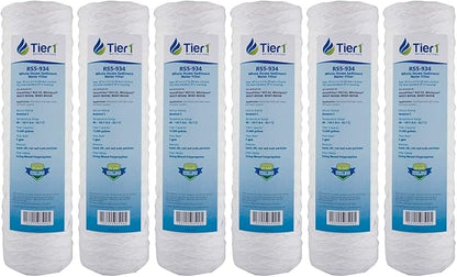 Tier1 5 Micron 10 x 2.5 Water Filter | String Wound Polypropylene Whole House Fine Sediment Filter Cartridge | Replacement for Pentek WP-5, OmniFilter RS2-SS, WHCF-WHSW | 2.5 x 10 Water Filter (6pk)