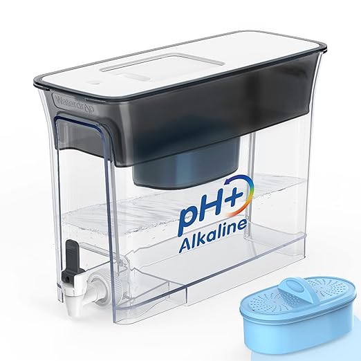 Waterdrop WFD-40L-A Water Filter Dispenser, Alkaline Filtration, Black | Large 35-Cup Capacity, Up to PH 9.5, Healthy, Clean & Toxin-Free Mineralized Water, 100-Gallon, BPA Free