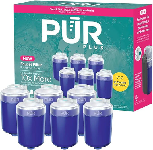 PUR Plus Mineral Core Faucet Mount Water Filter Replacement, 6 Pack for 18-Month Supply, Compatible Water Filter for Sink Faucet PUR Filtration Systems (RF-9999)