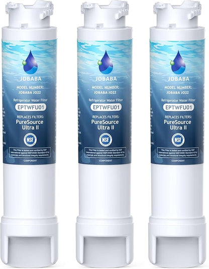 EPTWFU01 Water Filter Replacement, Compatible with Frigidaire EPTWFU01, Pure Source Ultra II, EWF02, 3 Pack