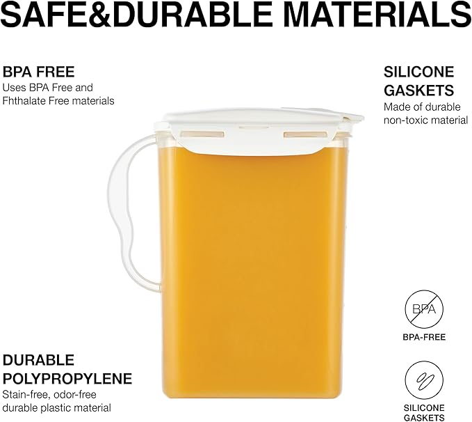LocknLock Aqua Fridge Door Water Jug | Clear Pitcher | BPA Free Plastic Pitcher with Lid | 3 Quart Pitcher with Lid for Water, Juice, Tea & More Beverages, Ivory