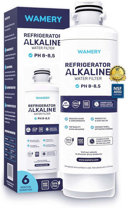 Wamery Alkaline Refrigerator Water Filter Replacement - Model DA97-17376B (HAF-QIN/EXP), 6-Month/300-Gallon, Twist-In Tool-Free Install, IAPMO to NSF/ANSI 42, Leak-Free Seal, 1 Pack