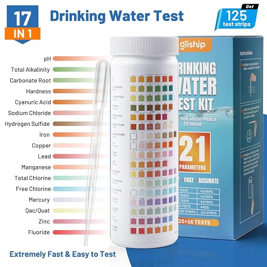 2025 All-New 21 in 1 Water Testing Kits for Drinking Water - gliship Accurate Water Test Kit for Tap, Pond, House, Well, Home, Pool Test Strips for PH, Lead, Chlorine, Hardness, Bacteria & More