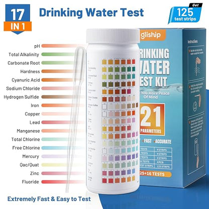 2025 All-New 21 in 1 Water Testing Kits for Drinking Water - gliship Accurate Water Test Kit for Tap, Pond, House, Well, Home, Pool Test Strips for PH, Lead, Chlorine, Hardness, Bacteria & More
