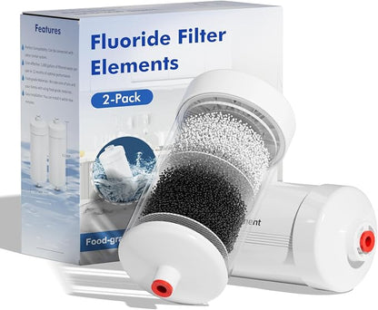 Purewell FL-2 5-Stage Fluoride Purification Elements, Replacement for Berlkey® PF-2® Fluoride Filters, Berlkey® and Purewell Gravity Filtration System,Natural filter material (White, 2 Pack, K Series)