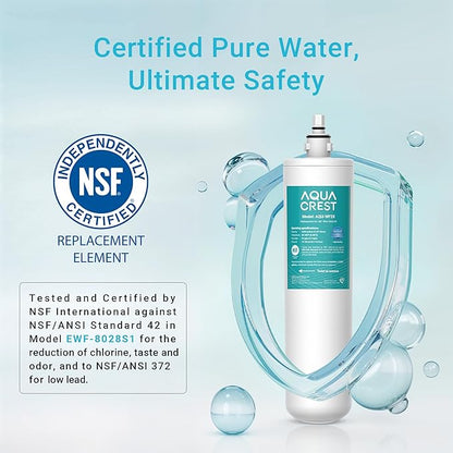AQUA CREST FQK1R, GXULQR Under Sink Water Filter, Replacement for GE FQK1R, GXULQR, Compatible with GE GXK140TNN and GXULQK systems, NSF/ANSI 42 372, 2K Gallons, Reduces Lead, Chlorine