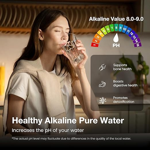Purewell 4-Stage Purification Countertop Reverse Osmosis Water Filter System with Alkaline Filter and Portable Water Pitcher, 3.5:1 Pure to Drain, pH 8-9, No Installation Required (C01)