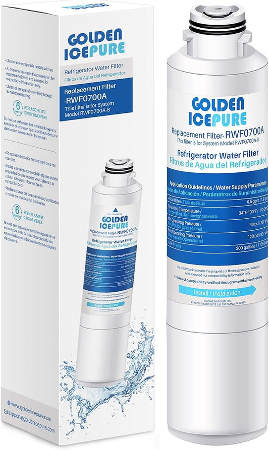 GOLDEN ICEPURE RWF0700A Refrigerator Water Filter Replacement for Samsung DA29-00020B, HAF-CIN/EXP, RF263BEAESR, RF28HMEDBSR, RF28HFEDTSR, RF28HFEDBSR,1PACK