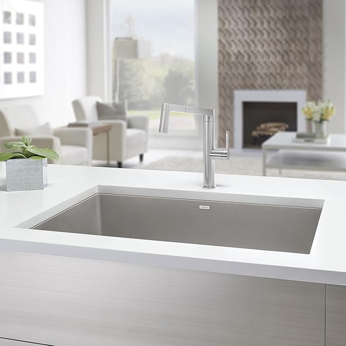 BLANCO, Truffle 441297 PRECIS SILGRANIT Super Single Undermount Kitchen Sink, 32" X 19"
