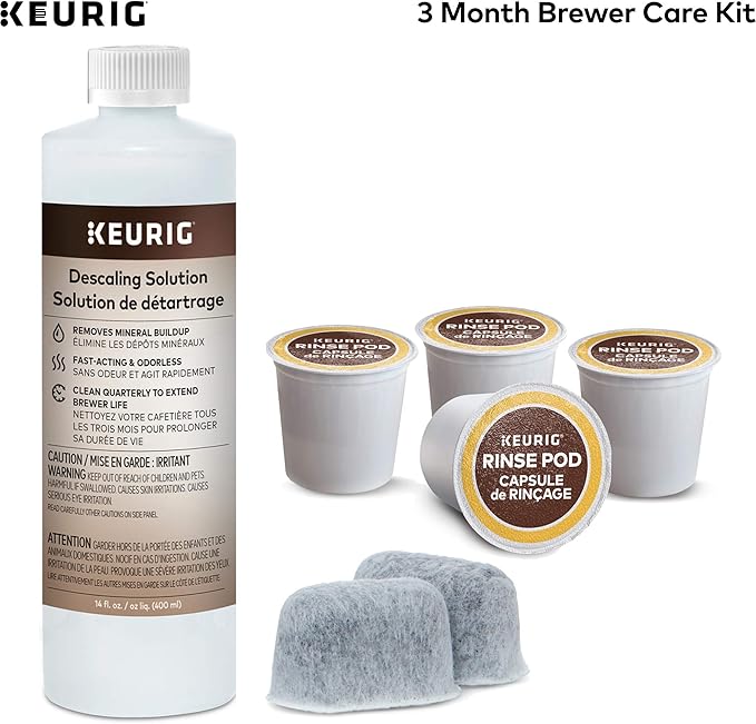 Keurig Brewer Cleaning and Maintenance Kit with Descaling Solution, Rinse Pods, and Water Filters | Compatible with Keurig Classic/1.0 & 2.0 K-Cup Pod Coffee Makers